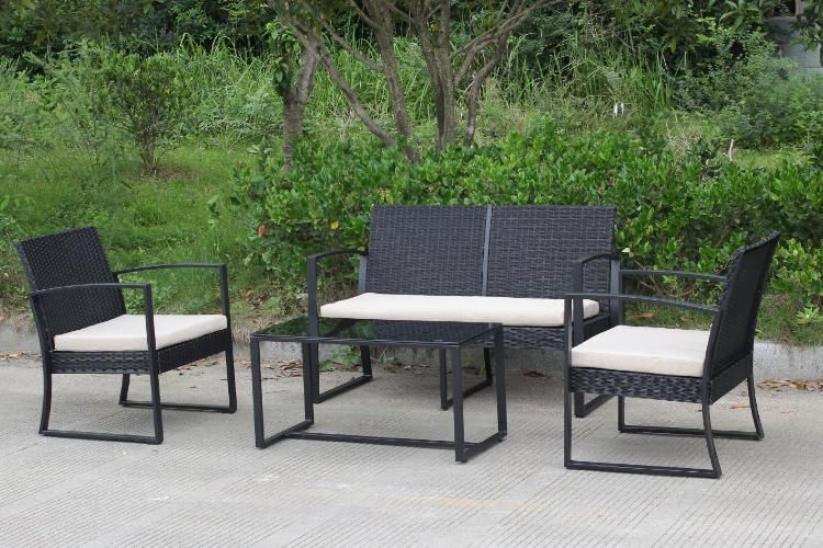 Modern Recliner Outdoor Garden Furniture 4PCS Aluminum Plastic Artificial Sofa Set