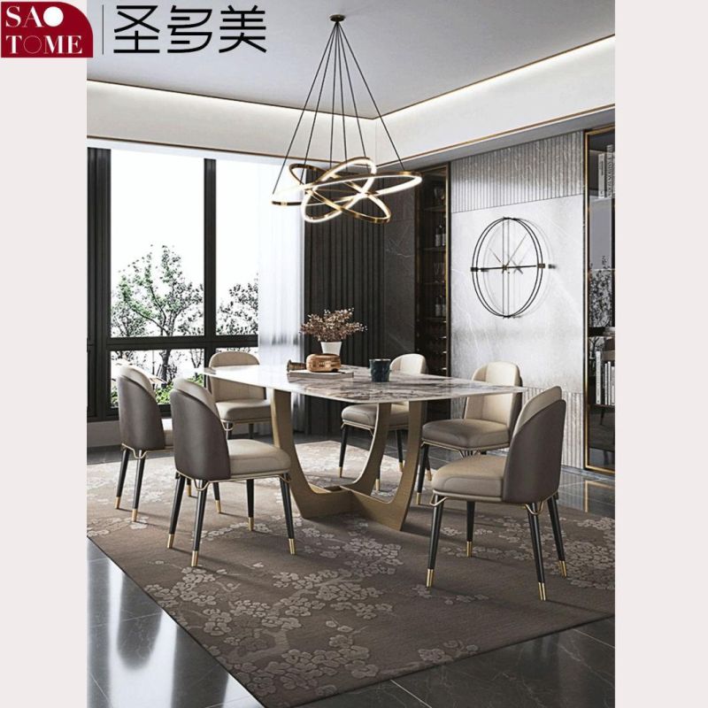 Modern Rock Plate Dining Room Furniture Stainless Steel Titanium Base Dining Table