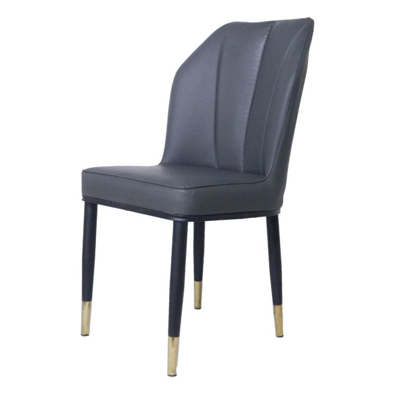 Modern Leather Dining Chair for Restaurant and Hotel Metal Legs Living Room Furniture Coffee Shop Chair