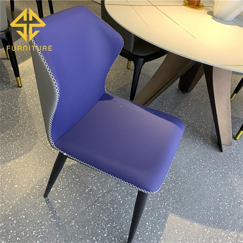 2021 Newest design Restaurant Furniture Blue Leather Dining Chair for Sale