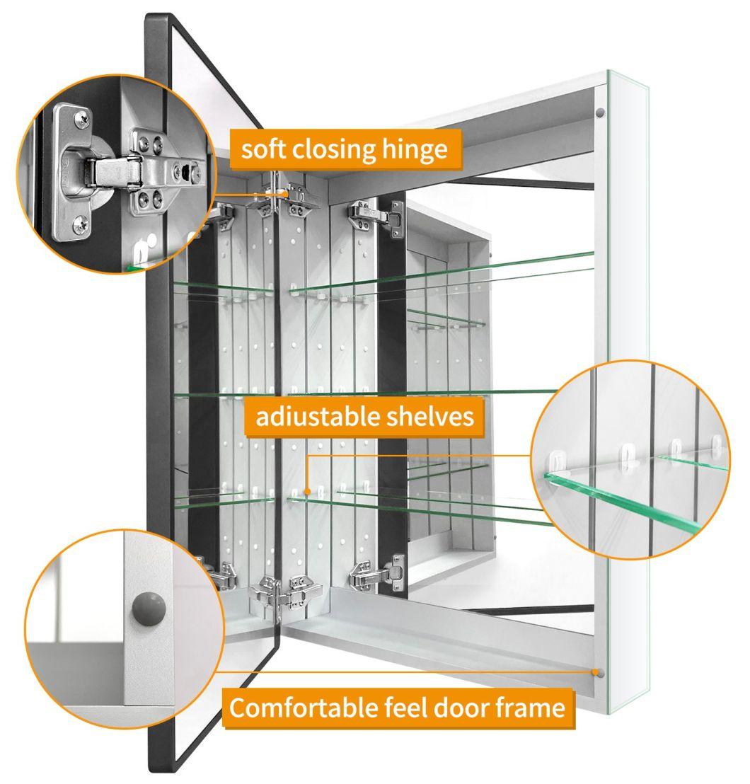 Black Wood Frame Single Door 22 Inch X 30 Inch Aluminum Bathroom Medicine Cabinet; Recess or Surface Mount