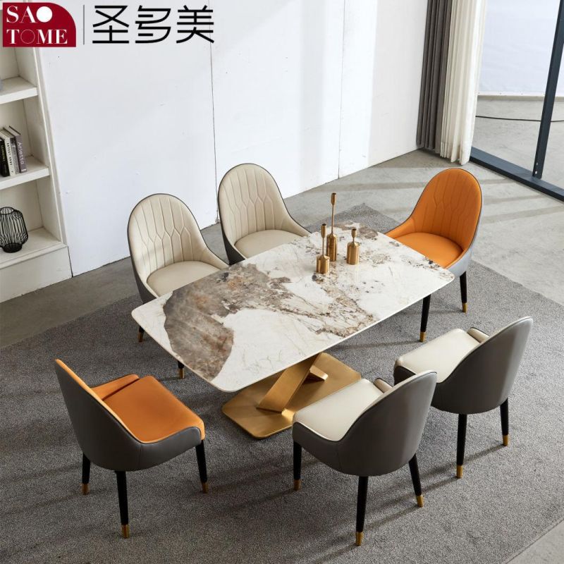 Modern Rock Board Furniture Cross Table Titanium Dining Table