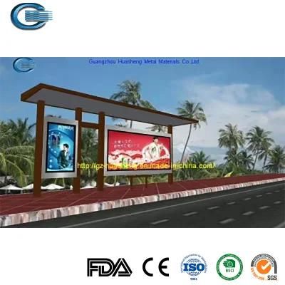 Huasheng Bus Station Shelter China Steel Bus Stop Shelter Manufacturers Modern Bus Stop Advertising Billboard Smart Bus Shelter