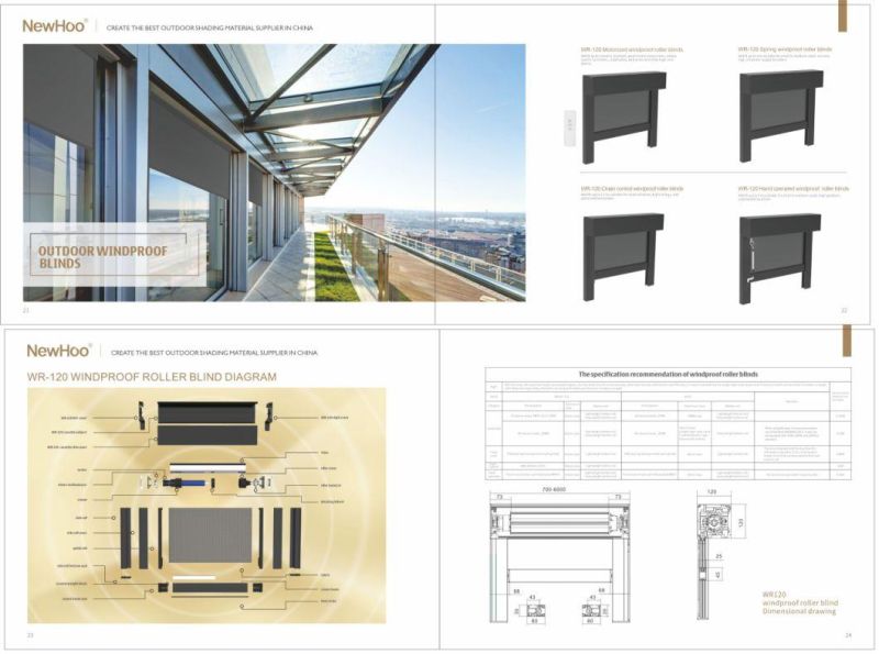 Customized Remote Control Roller Blind Zip Blinds Outdoor Wall Shades Powder Coated Grey Color  High Quality High Quality Zip Blinds Outdoor Wholesale