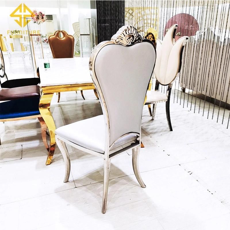 Golden Metal Stainless Steel Frame White Banquet Chair Wedding