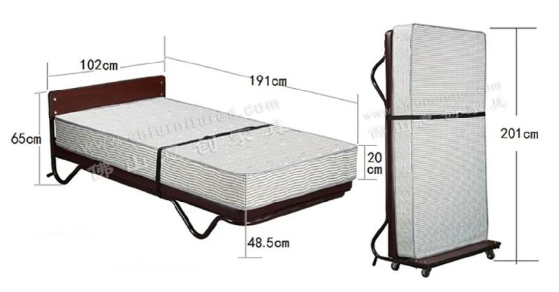 Yc-Eb01 Luxury Spring Standing Extra Bed with Wooden Headboard for Hotel Rooms