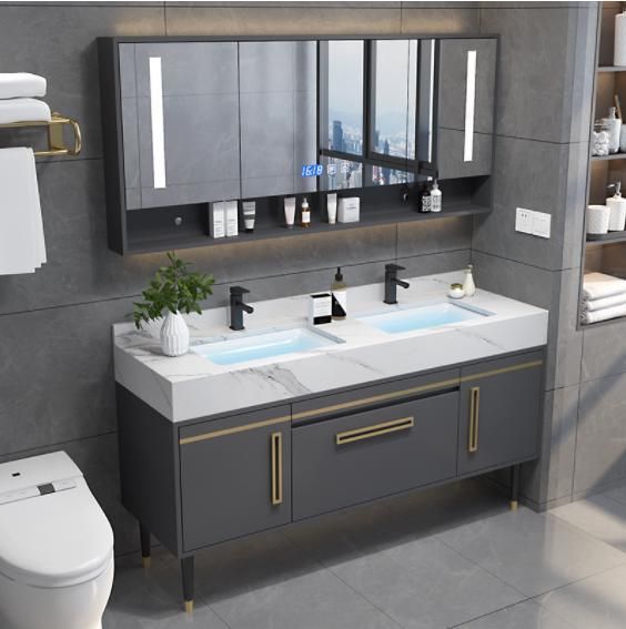 Light Luxury Rock Board Bathroom Cabinet Combination Modern Simple Double Basin Wash Sink Wash Basin Toilet Set