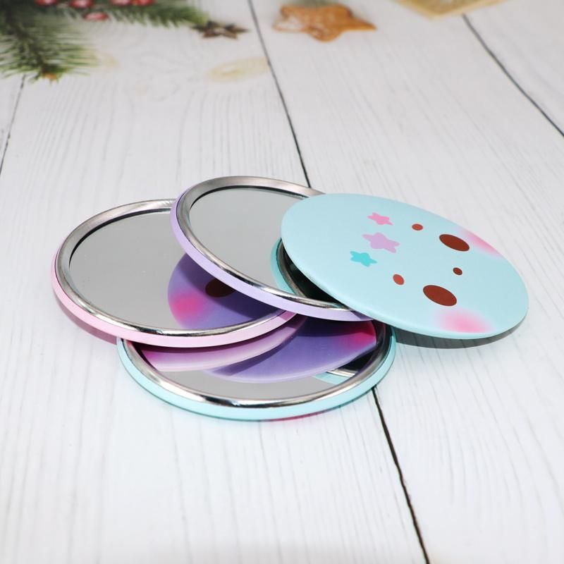 Cheap Gifts Vanity Mirror Custom Logo Portable Pocket Tin Plate Button Badge Make up Mirror