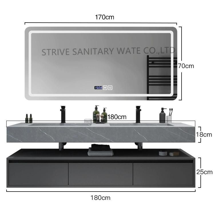 Modern Luxury Gray Bathroom Vanity with LED Mirror