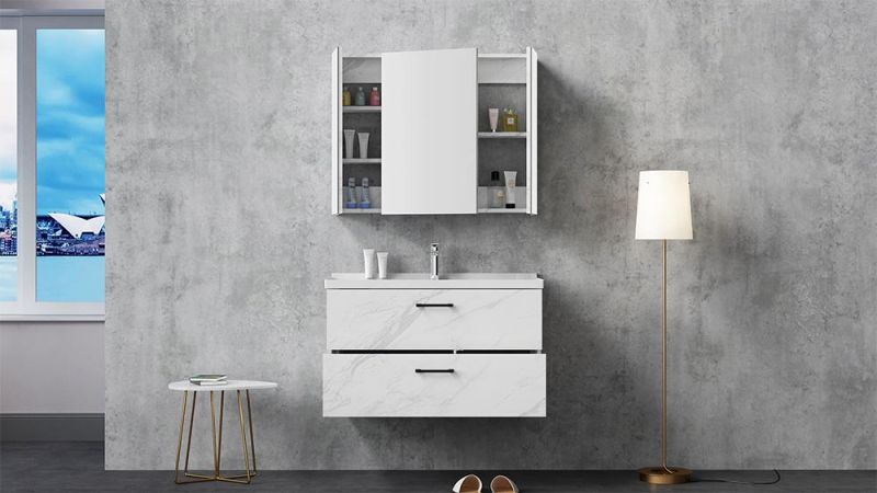 Small Single Sink Hotel Modern White Bathroom Hanging Vanity