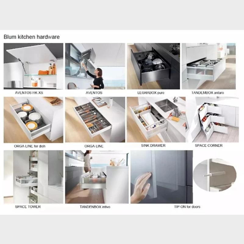 Handleless Light Gray Glossy Storage Cabinets Kitchen Furniture Design Kitchen Cabinet