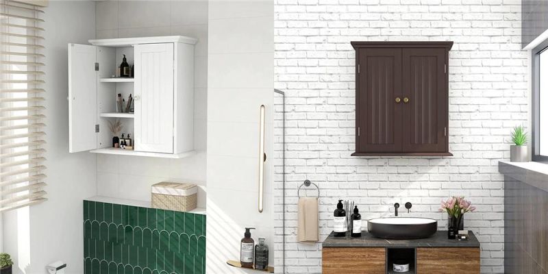 Modern Minimalist Bathroom Wall-Mounted Storage Cabinet with Doors and Adjustable Shelves 0240