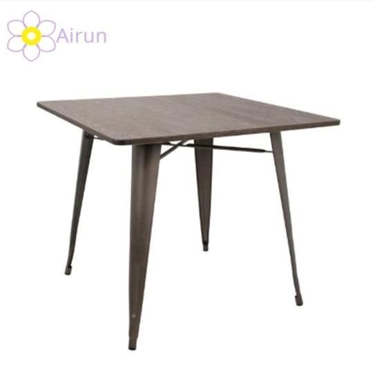 Industrial Vintage Multi Color Distress Finish Square Dining Table Metal Restaurant, Cafe Hotel Square Metal Dining Table
