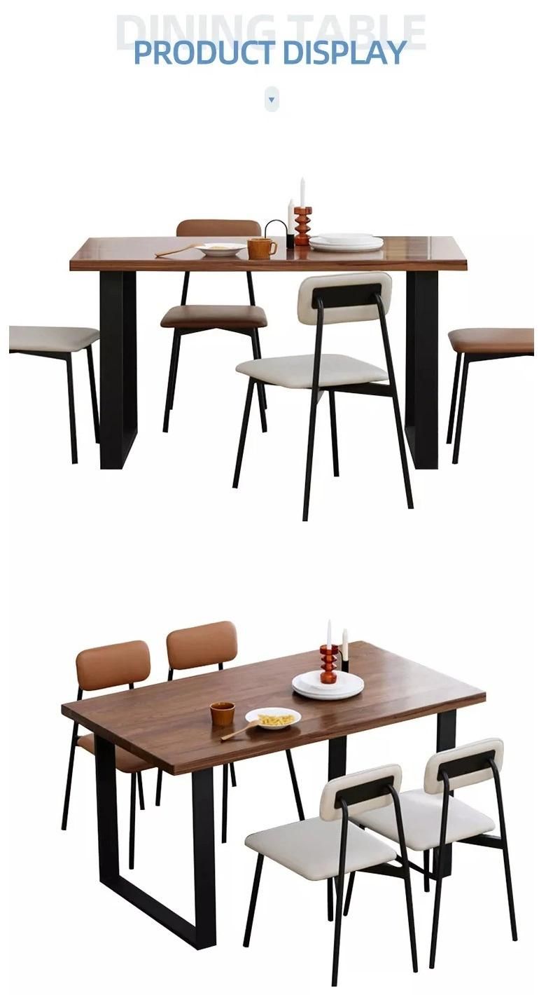 Furniture Modern Furniture Table Home Furniture Wooden Furniture Modern Industrial Style Loft Chair and Walnut 4 Seater Wood Top Iron Legs Dining Table