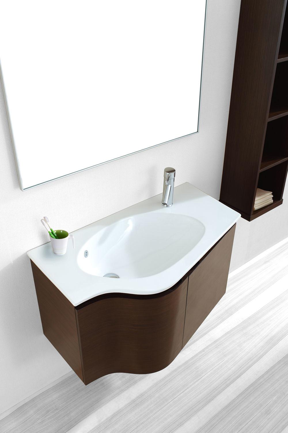 Wall Mounted Bathroom Vanity Wholesale Hanging Curved Bathroom Vanity with Mirror Hotel Bathroom Furniture