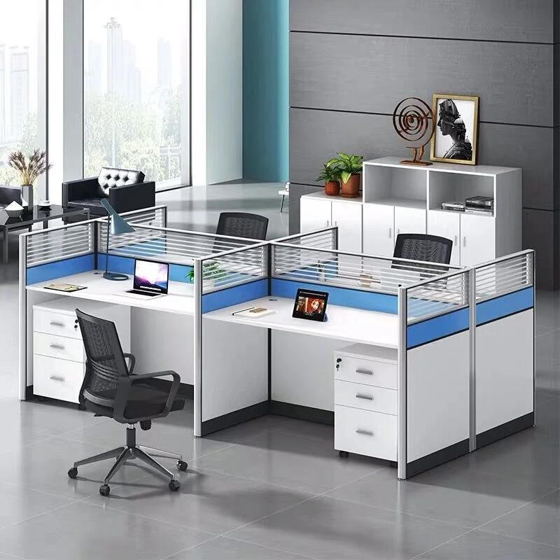 China Modular Office Cubicle Workstation Melamine 4 Person Office Desk (SZ-WST744)