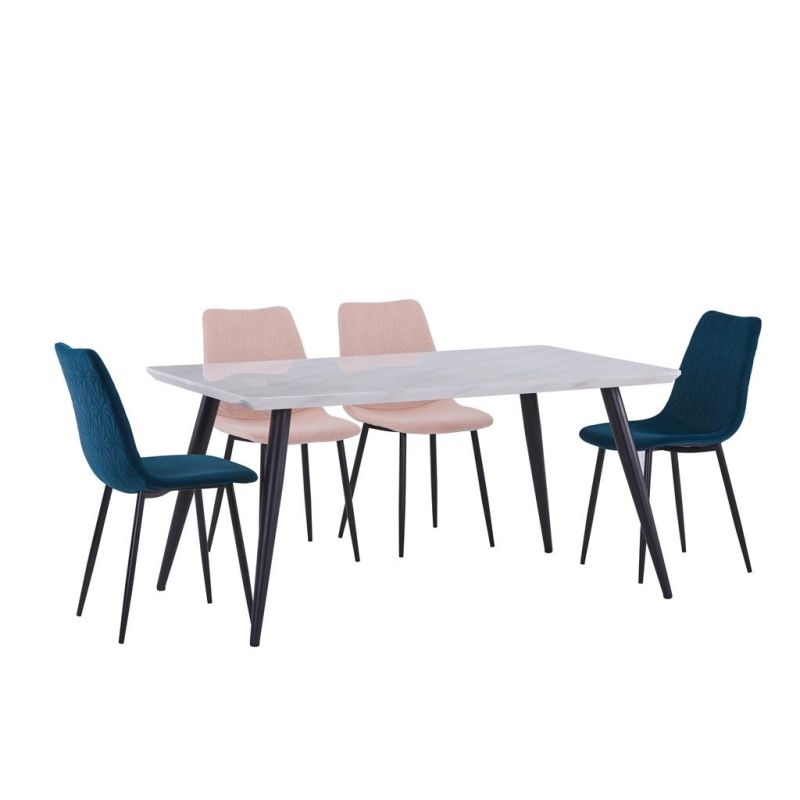 Cheap Home Furniture Wooden MDF Modern Dining Room Table with Metal Legs