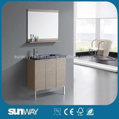 Hot Sale Wood Veneer Bathroom Furniture with Sink