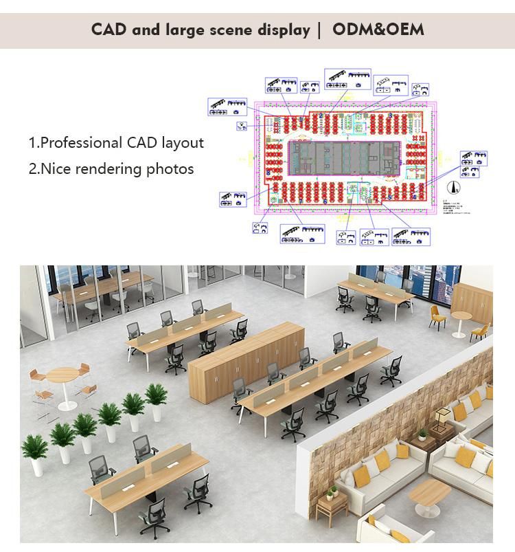 New Product Wooden Table Design Desks 6 Person Workstation Office Furniture