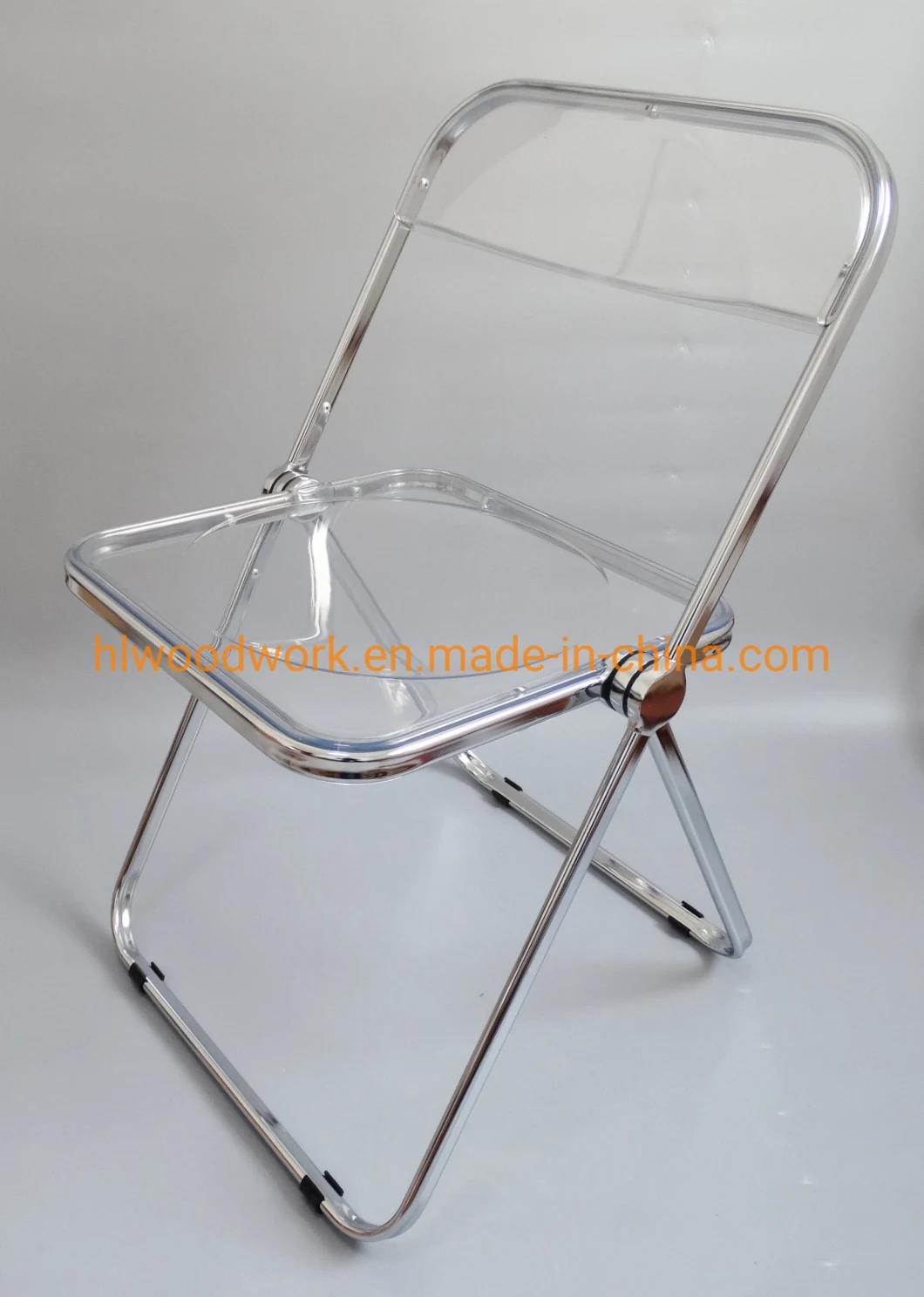 Modern Transparent Black Folding Chair PC Plastic Living Room Chair Chrome Frame Office Bar Dining Leisure Banquet Wedding Meeting Chair Plastic Dining Chair