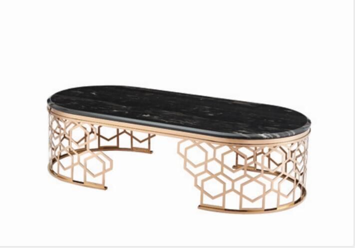 Customized Metal Leg Round Coffee Table with Marble Top