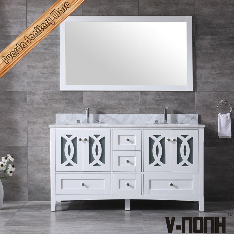 Hot Sales Solid Wood Double Sinks Bathroom Cabinet Furniture