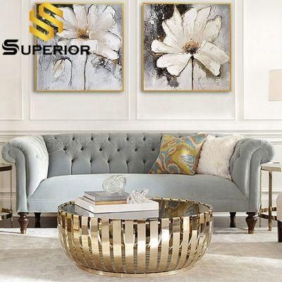 European Style Round Shape Metal Glass Coffee Table For Home