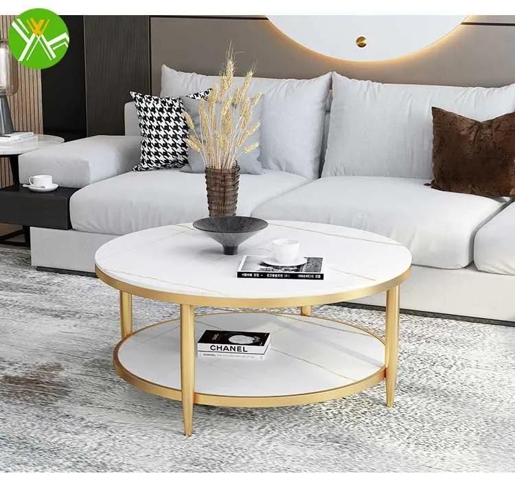 Yuhai Hot Sale Design Modern Furniture Living Room Table Basse Tempered Round Plate Rockgold Coffee Tables