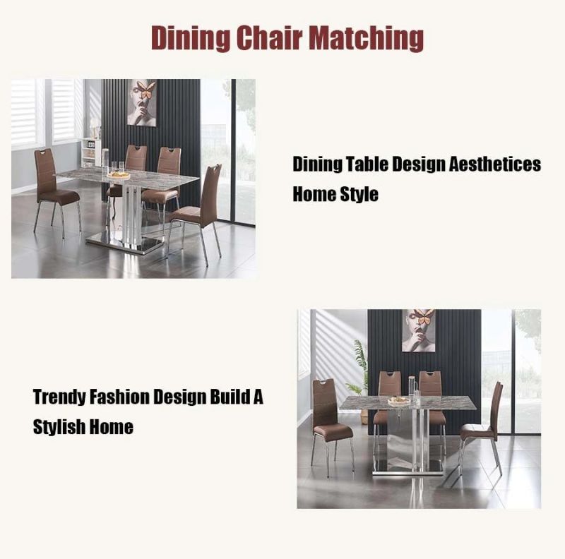 Modern Home Restaurant Hotel Furniture Table Sets Tempered Glass Marble Dining Table