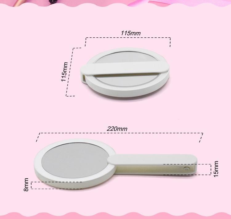 Cosmetic Handheld Makeup Mirror with Rotatable Hand Shank