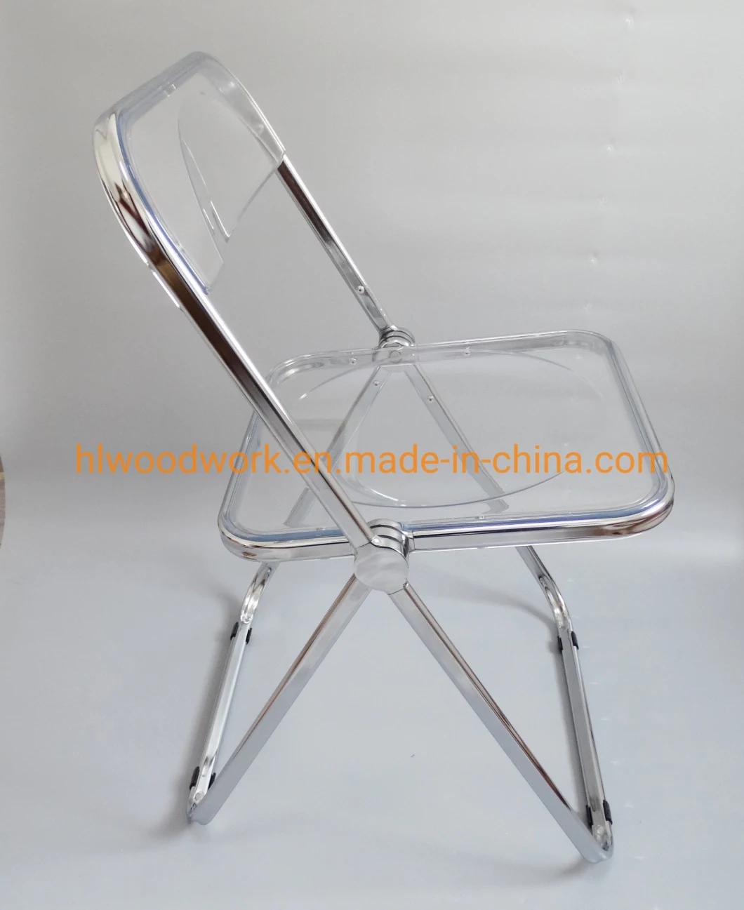 Modern Transparent Red Folding Chair PC Plastic Hotel Chairt Chrome Frame Office Bar Dining Leisure Banquet Wedding Meeting Chair Plastic Dining Chair