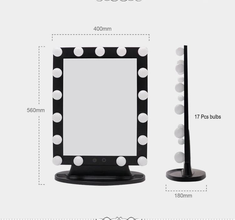 Makeup LED Mirror Hollywood Style Vanity Lighted 17 PCS Bulbs