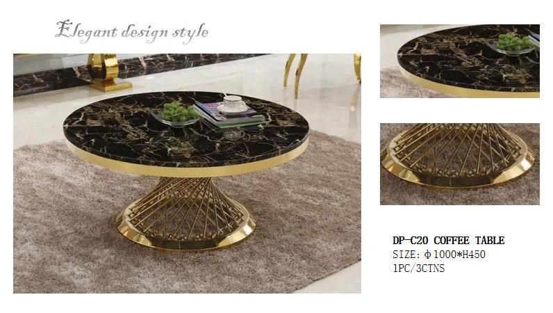 High Quality Design Sense Stainless Steel Coffee Table with Glass Top