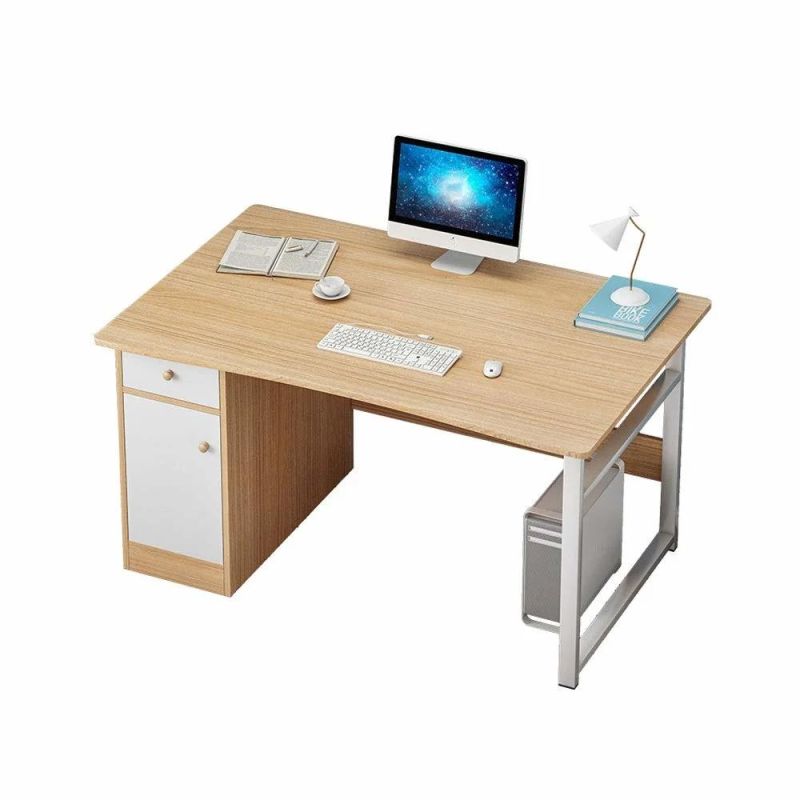 47" Computer Desk with Storage Shelves, Sturdy Office Desk with CPU Stand, Industrial Desk Study Writing Table, for Home Office (Color: Natural)