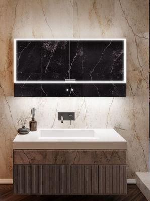 Rock Plate Bathroom Vanity Cabinet with LED Smart Mirror Simple Modern Nordic Style Wall Mounted Bathroom Cabinet Vanity