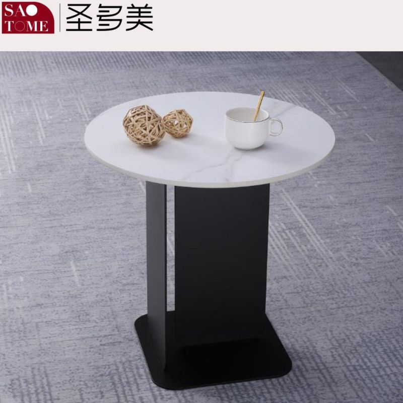 Modern Living Room Furniture Stainless Steel Cone Tube Slate/Marble Countertop Coffee Table