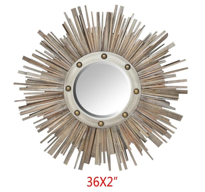 Sun Mirror Bathroom Vanity Mirror Wall Mount Mirror Dia. 34 X 1" Gold Bathroom Mirror