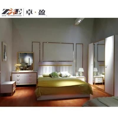 Foshan Factory Bedroom Furniture Supplier Home Furniture Pink White Color Beds Bedroom Furniture