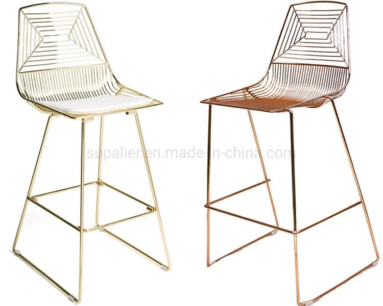 2020 New Design Stainless Steel Gold Metal Wire Bar Stools