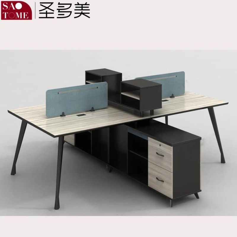 Modern Office Furniture Office Four-Person Desk with 4 Fixed Cabinets