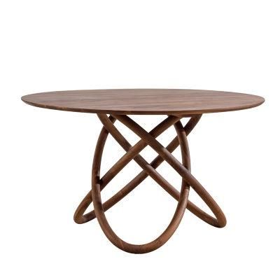 Solid Wood Furniture Modern Round Kitchen Wooden Dining Table Set