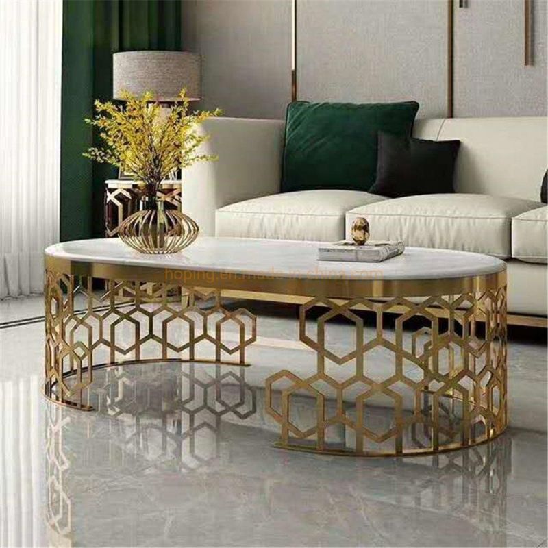 Europe Design Square White Marble Top Living Room Center Table Home Coffee Table