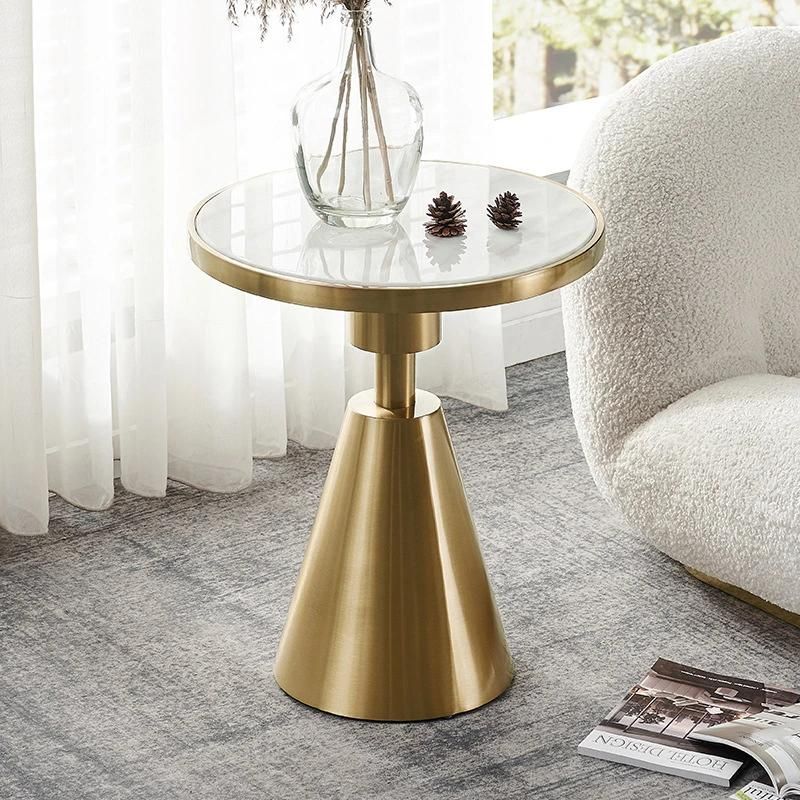 Home Furniture Titanium Stainless Steel Steel Marble Rock Plate Coffee Table