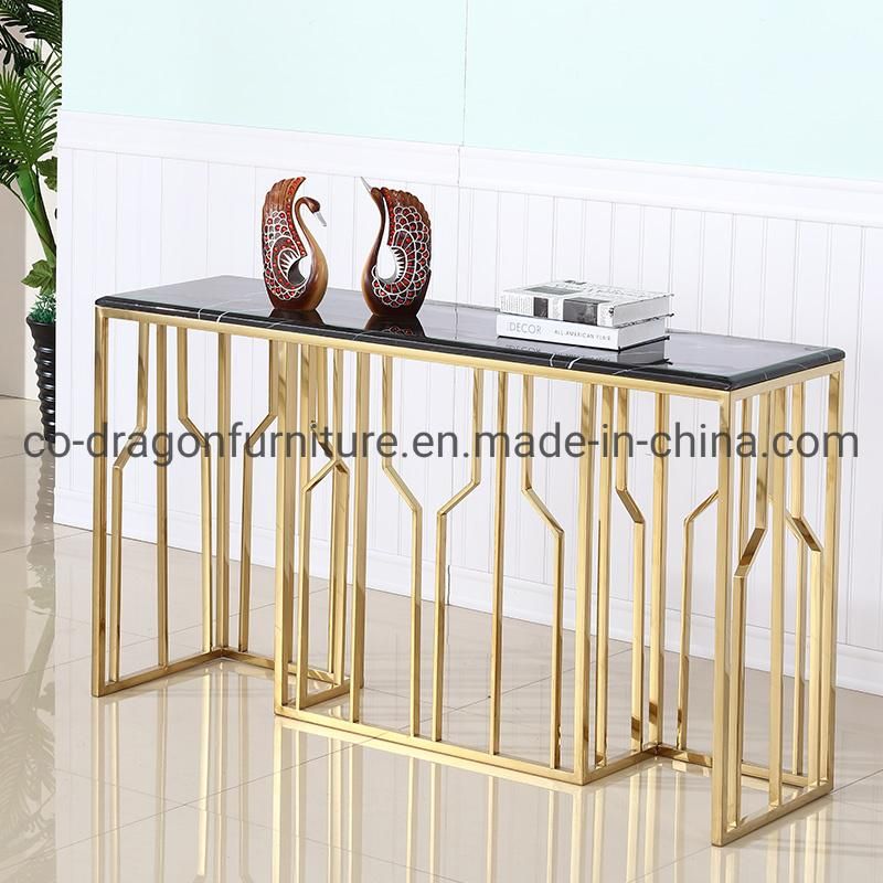 Modern Gold Stainless Steel Console Table Furniture with Marble Top