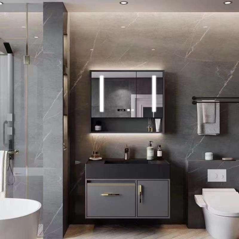 Light Luxury Modern Rock Plate Bathroom Furniture Simple Bathroom Intelligent Mirror