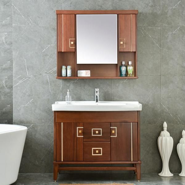 Luxury Wood Single Sink Bathroom Cabinet Furniture Wash Basin Bathroom Vanity