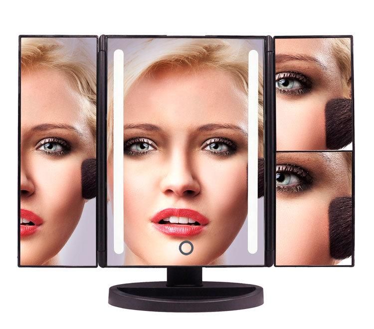 Top-Rank Selling Trifold LED Makeup Dimmable Brightness Rectangle Framed Mirror for Dressing