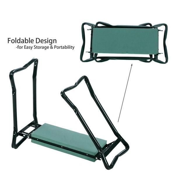 Gardening Chair Garden Stool Folding Stainless Steel Garden Kneeler Stool with EVA Kneeling Pad Gardening Portable Tool