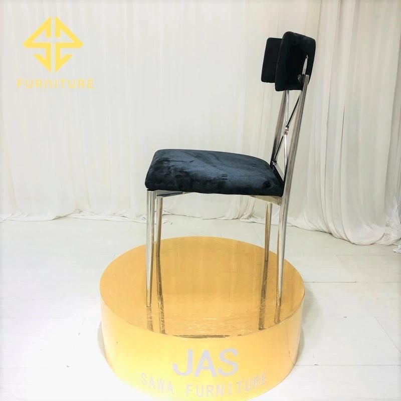 Shining Gold X Back Velvet Cushipn Stainless Steel Dining Chair Hotel Furniture Wedding Chair