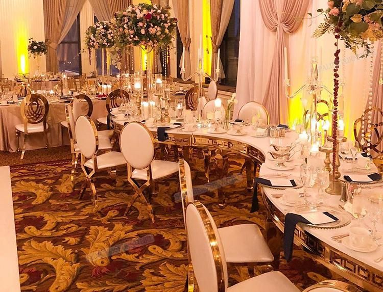 Steel Frame Half Moon Shape Dining Table for Wedding Event